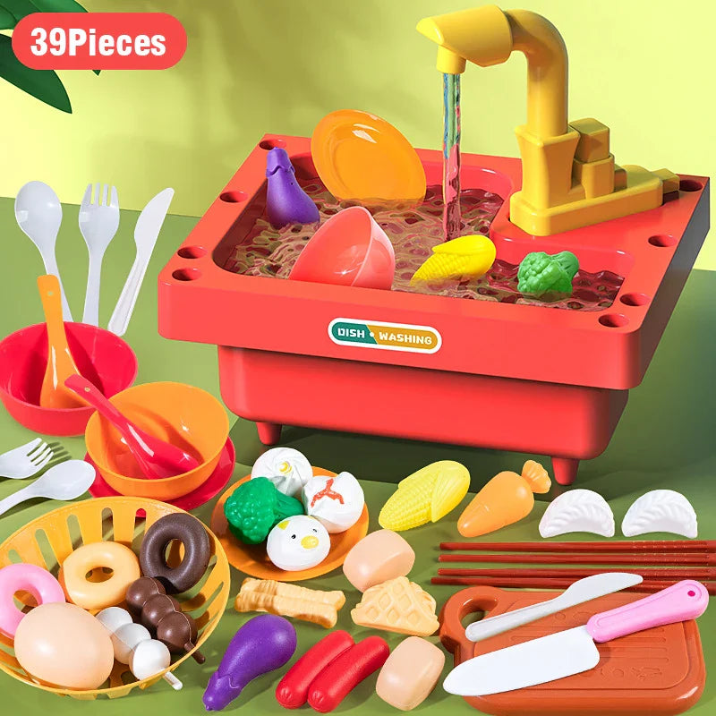 Kids Kitchen Play Set With Wash Basin Sink Plastic Toy Ages 6 To 12