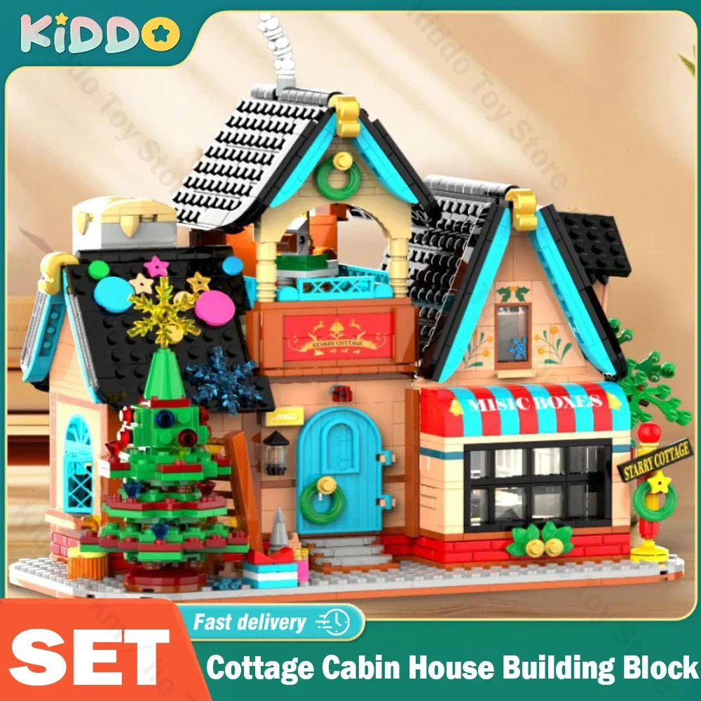 Starry Cottage Building Block Set for Kids, ABS Plastic Indoor Decoration Toy