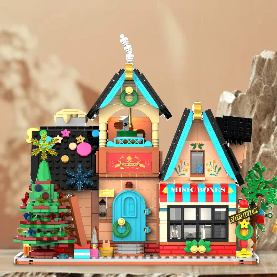 Starry Cottage Building Block Set for Kids, ABS Plastic Indoor Decoration Toy