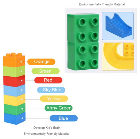 NEW 165 Pieces Plastic Construction Building Blocks Diy Assembly Race Track Toy Marble Run Blocks Toy Set for Kids